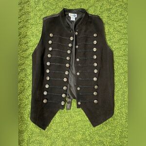 Vintage Black Military Style Vest with Snap Buttons